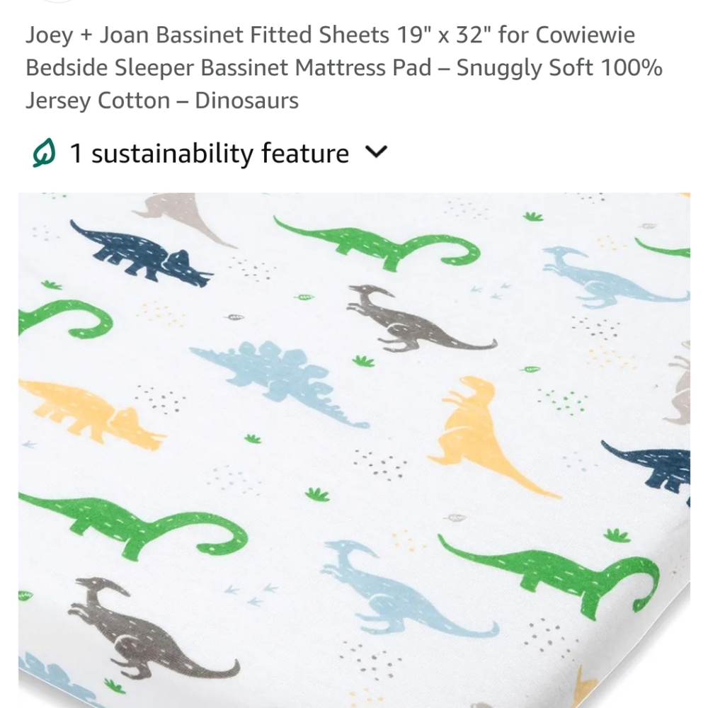 Joey and Joan fitted sheet for travel crib, never used, 19" by 32"